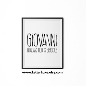 Giovanni Printable Kids Gift, Giovanni Name Meaning Art, Baby Shower Gift, Nursery Art, Digital Print, Nursery Decor, Typography Wall Decor