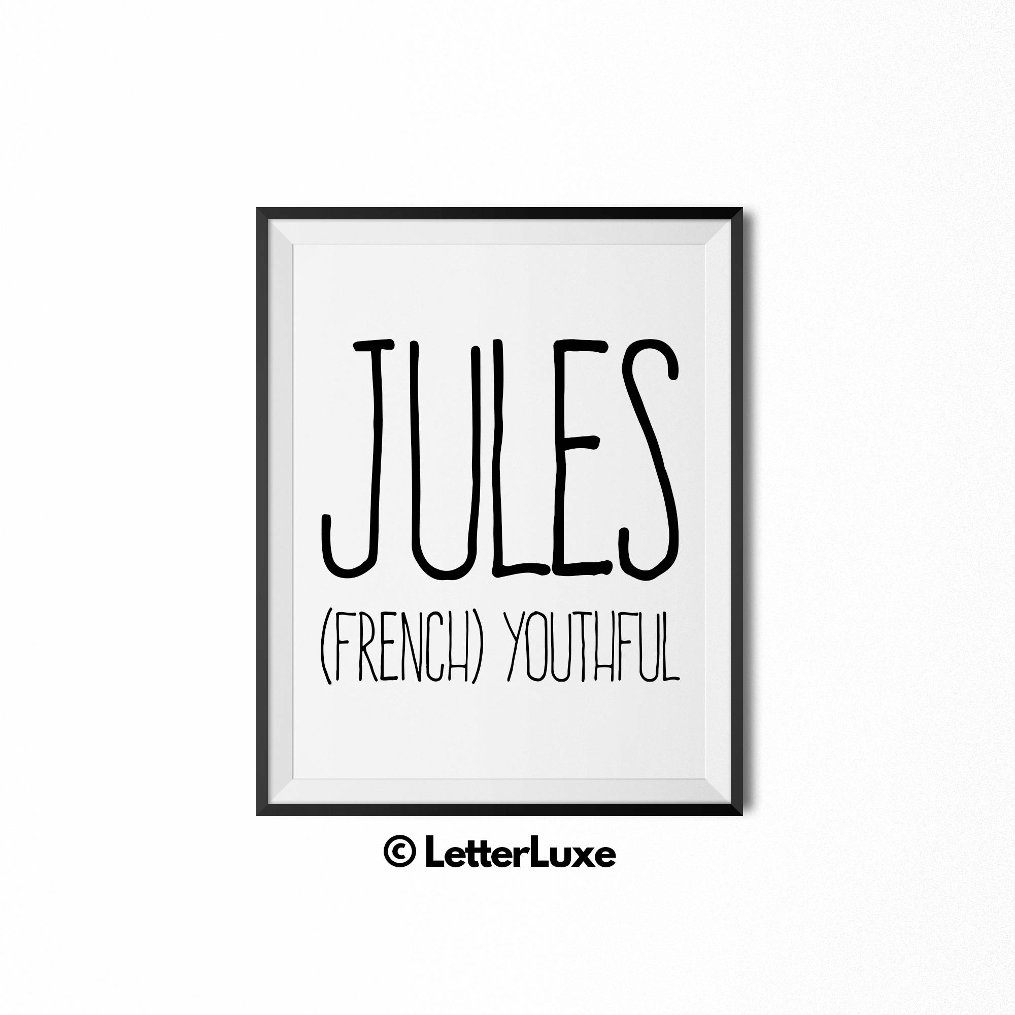 Jules Name Meaning Art Printable Baby Shower Gift Nursery Etsy