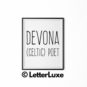 Devona Name Meaning Art, Devona Printable Baby Shower Gift, Nursery Printable Art, Digital Print, Nursery Decor, Typography Wall Decor