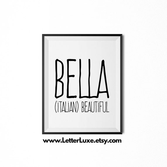 Bella Name Meaning Art  Printable Baby Shower Gift  Nursery