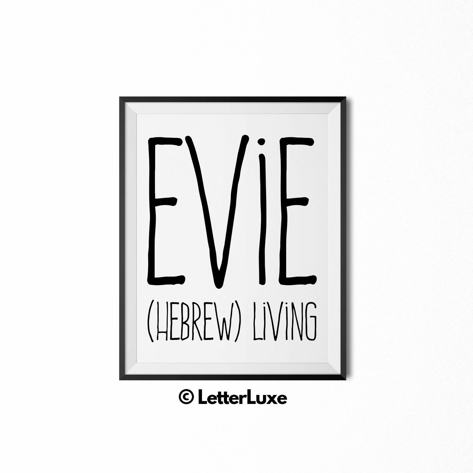 Evie Name Meaning Art Printable Baby Shower Gift Nursery Etsy