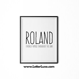 Roland Printable Kids Gift, Roland Name Meaning Art, Baby Shower Gift, Nursery Art, Digital Print, Nursery Decor, Typography Wall Decor