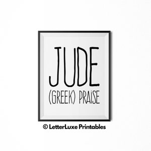 Jude Printable Kids Gift, Jude Gift, Name Meaning Art, Baby Shower Gift, Nursery Art, Digital Print, Nursery Decor, Typography Wall Decor