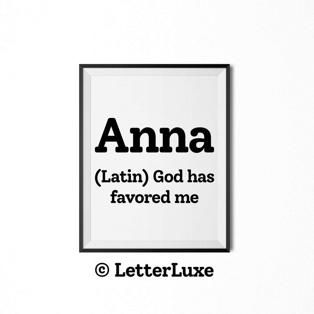 Anna Name Meaning Sign, Anna Gift, Printable Baby Shower Gift, Birthday