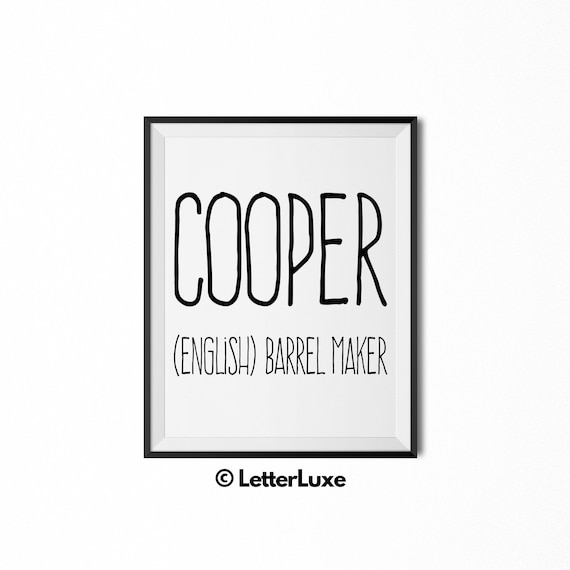 Cooper Name Meaning Art Cooper Printable Baby Shower Gift Etsy