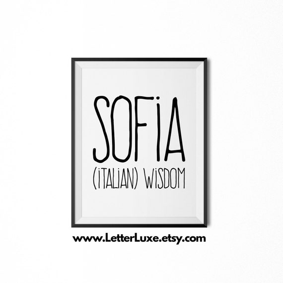 Sofia Name Meaning Art Sofia Gift Printable Baby Shower Etsy