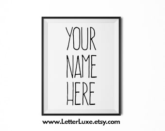 Regalo imprimible para niños, arte personalizado para guardería con nombre de bebé, regalo para recién nacido, arte para fiesta de cumpleaños, tipografía inspiradora, decoración digital de pared para guardería.