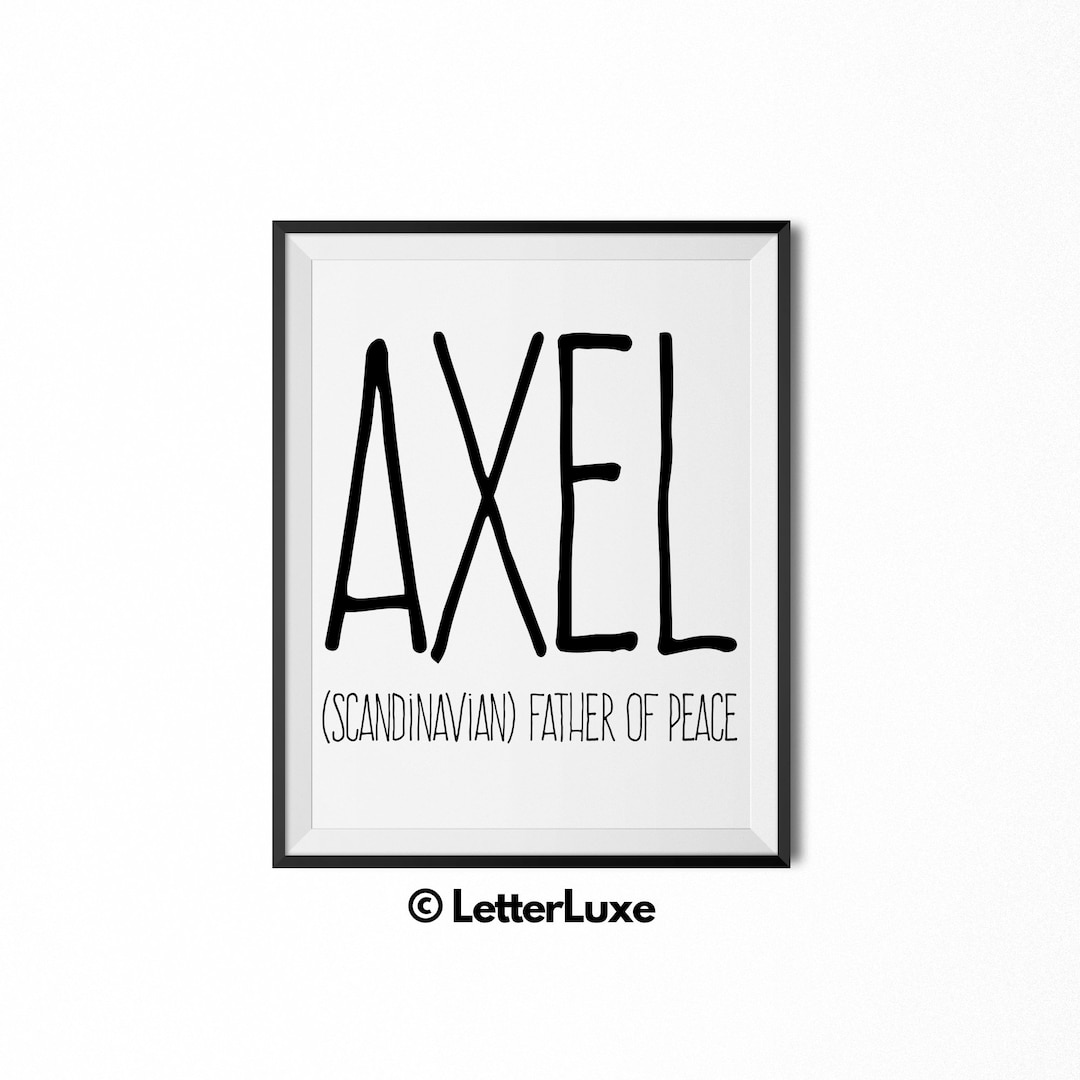 Axel / Aksel Name Meaning Art, Axel Printable Baby Shower Gift, Nursery