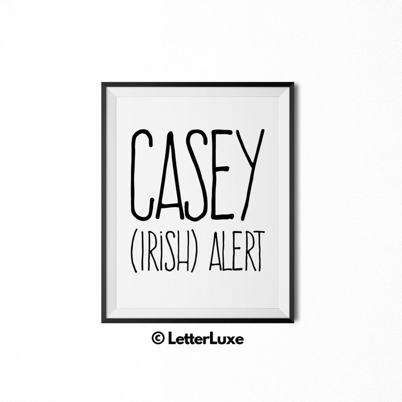 Casey Name Meaning Art Printable Baby Shower Gift Nursery Etsy
