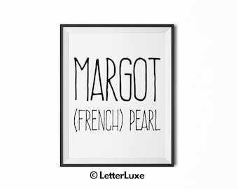 Margot Name Meaning Art, Margot Printable Baby Shower Gift, Nursery Printable Art, Digital Print, Nursery Decor, Typography Wall Decor