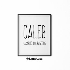 Caleb Name Meaning Art, Caleb Gift, Printable Baby Shower Gift, Nursery Printable Art, Digital Print, Nursery Decor, Typography Wall Decor