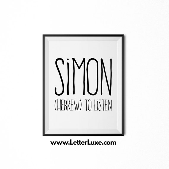 Simon Printable Kids Gift Name Meaning Art Baby Shower Etsy