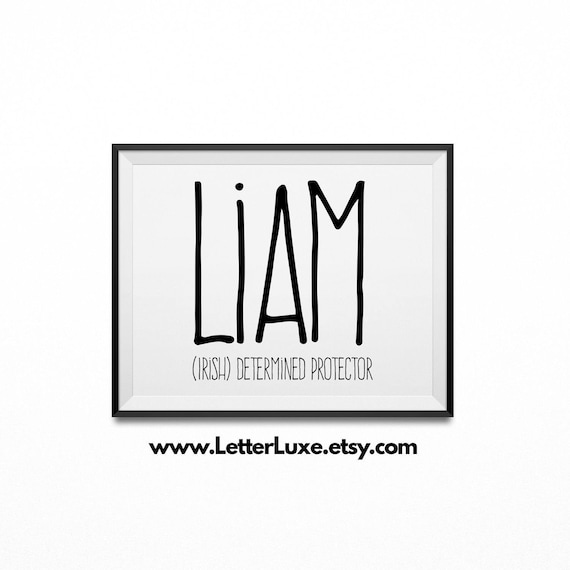 Liam Name Meaning Art Printable Baby Shower Gift Etsy