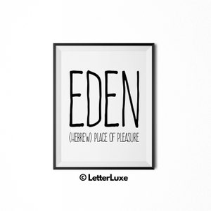 Eden Name Meaning Art, Eden Gift, Printable Baby Shower Gift, Nursery Printable Art, Digital Print, Nursery Decor, Typography Wall Decor