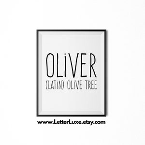 Oliver Name Meaning Art, Oliver Gift, Printable Baby Shower Gift, Nursery Printable Art, Digital Print, Nursery Decor, Typography Wall Decor