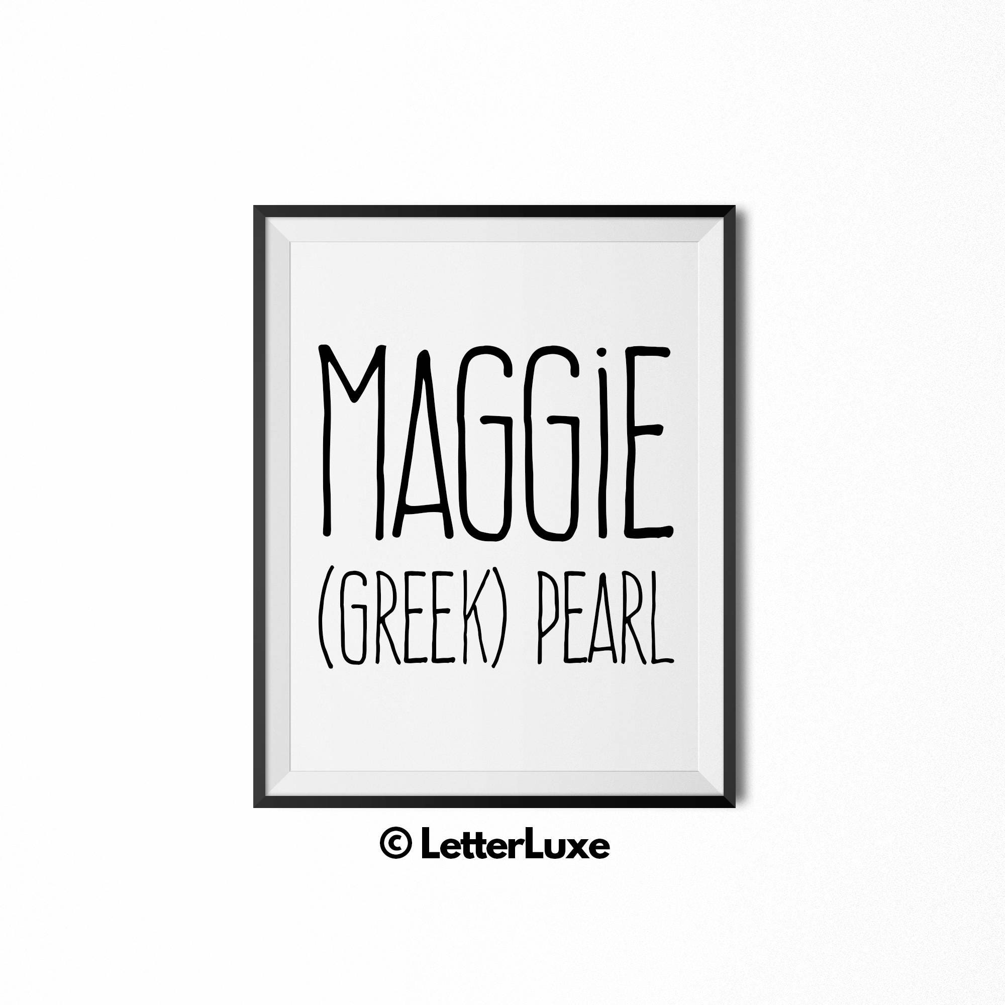 Maggie Name Meaning Art Printable Baby Shower Gift Nursery | Etsy