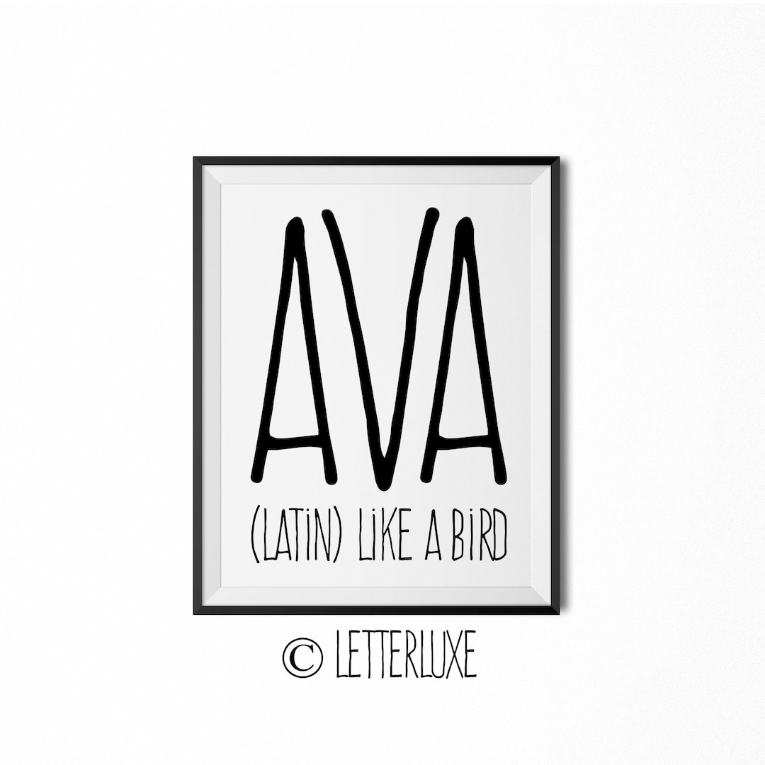 Ava Name Meaning Art, Ava Gift, Printable Baby Shower Gift, Nursery