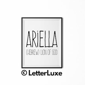 Ariella Name Meaning Art, Maeve Gift, Printable Baby Shower Gift, Nursery Printable Art, Digital Print, Nursery Decor, Typography Wall Decor