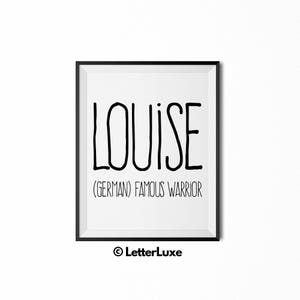 Louise Name Meaning Art, Louise Printable Baby Shower Gift, Nursery Printable, Definition Digital Print, Nursery Decor Typography Wall Decor