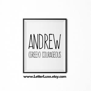 Andrew Name Meaning Art, Andrew Gift, Printable Baby Shower Gift, Nursery Printable Art, Digital Print, Nursery Decor, Typography Wall Decor