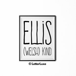 Ellis Name Bedeutung Kunst, Miles Geschenk, druckbare Baby Shower Geschenk, Kinderzimmer druckbare Kunst, Digitaldruck, Kinderzimmer Dekor, Typografie Wand Dekor