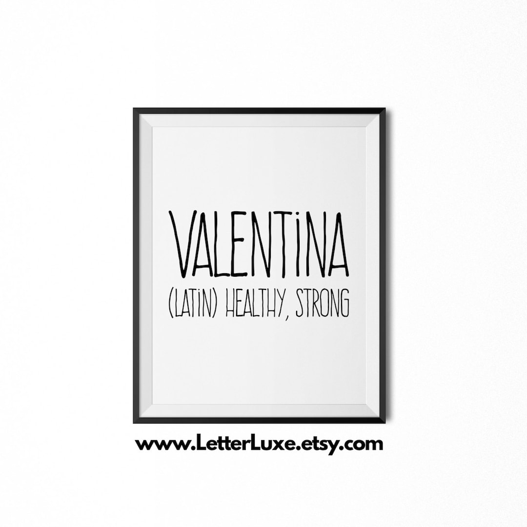 Valentina Name Meaning Art, Printable Baby Shower Gift, Nursery Printable Art, Digital Print
