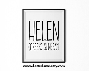 Helen Name Meaning Art, Helen Gift, Printable Baby Shower Gift, Nursery  Printable, Digital Art Print, Nursery Decor, Typography Wall Decor - Etsy