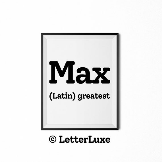Max Name Meaning Sign Max Gift Max Printable Baby Shower Etsy
