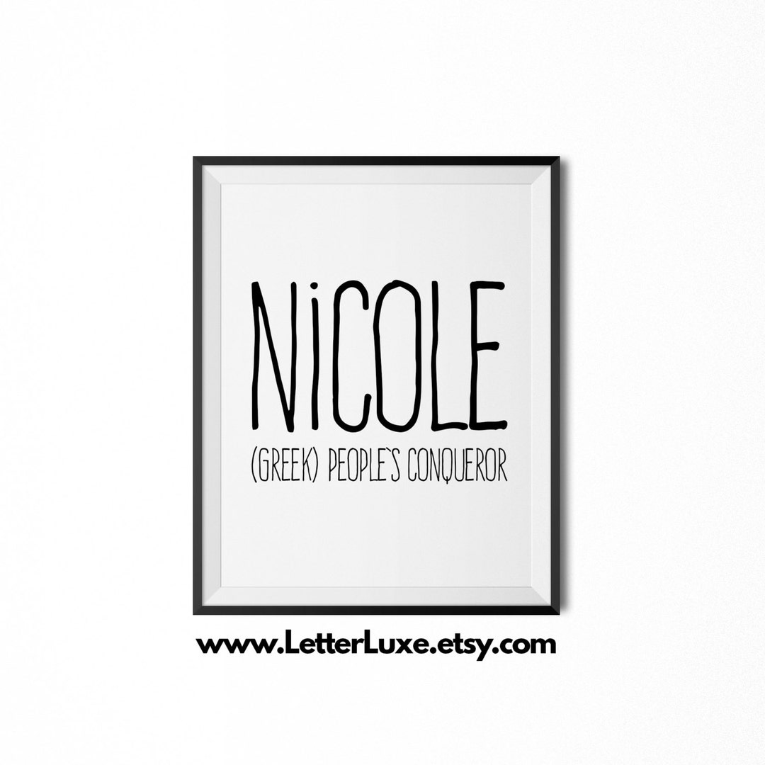 Nicole Name Meaning Art, Nicole Gift, Printable Baby Shower Gift, Nursery Printable Art, Digital