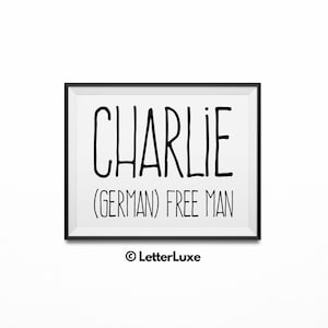 Charlie Name Meaning Art, Printable New Baby Gift, Nursery Printable Art, Landscape Digital Print, Nursery Decor, Typography Wall Decor