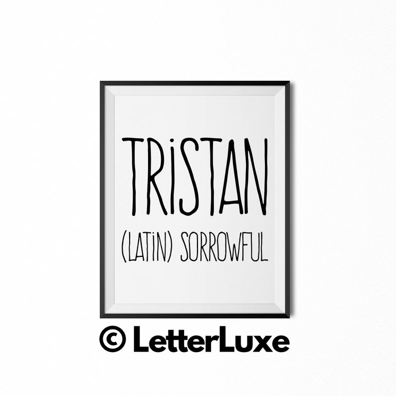 Tristan Name Meaning Art Printable Baby Shower Gift | Etsy