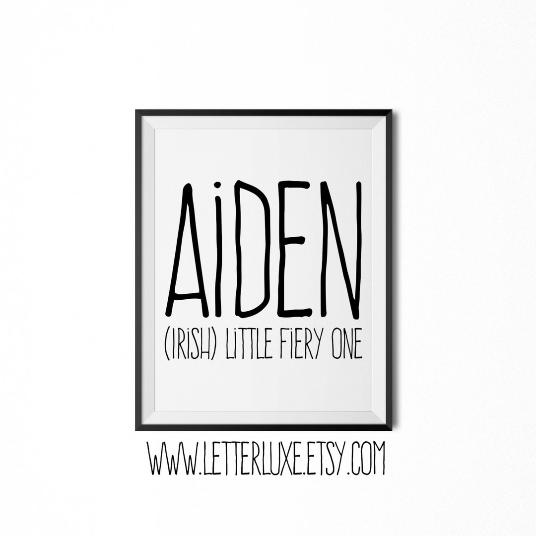 Aiden Name Meaning Art, Aiden Gift, Printable Baby Shower Gift, Nursery Printable Art, Digital