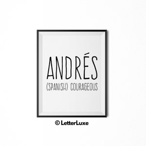 Andres Name Bedeutung Kunst, Andres Geschenk, druckbare Babyparty Geschenk, Kinderzimmer druckbare Kunst, Digitaldruck, Kinderzimmer Dekor, Typografie Wanddekor