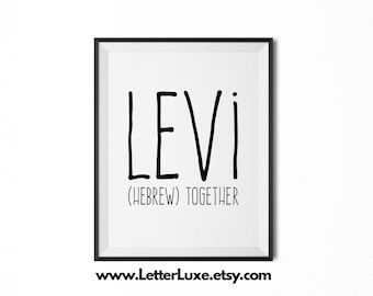 Levi Printable Kids Gift, Levi Gift, Name Meaning Art, Baby Shower Gift, Nursery Art, Digital Print, Nursery Decor, Typography Wall Decor