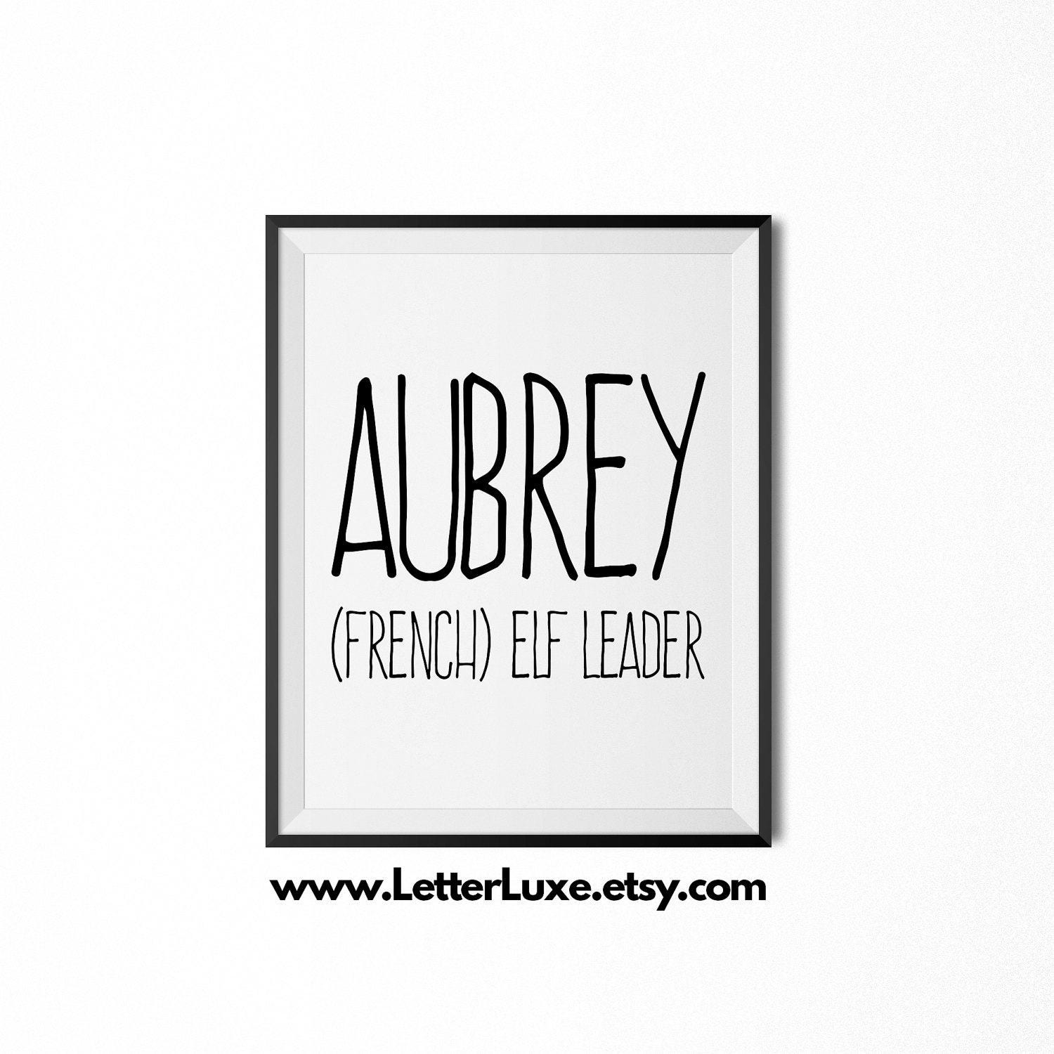 Aubrey Name Meaning Art Printable Baby Shower Gift Nursery Etsy