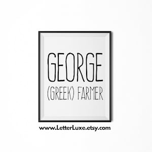 George Name Meaning Art, George Gift, Printable Baby Shower Gift, Nursery Printable Art, Digital Print, Nursery Decor, Typography Wall Decor