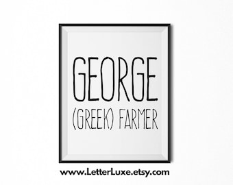 George Name Meaning Art, George Gift, Printable Baby Shower Gift, Nursery Printable Art, Digital Print, Nursery Decor, Typography Wall Decor