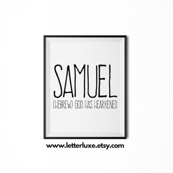 Samuel Name Meaning Art Samuel Printable Baby Shower Gift Etsy