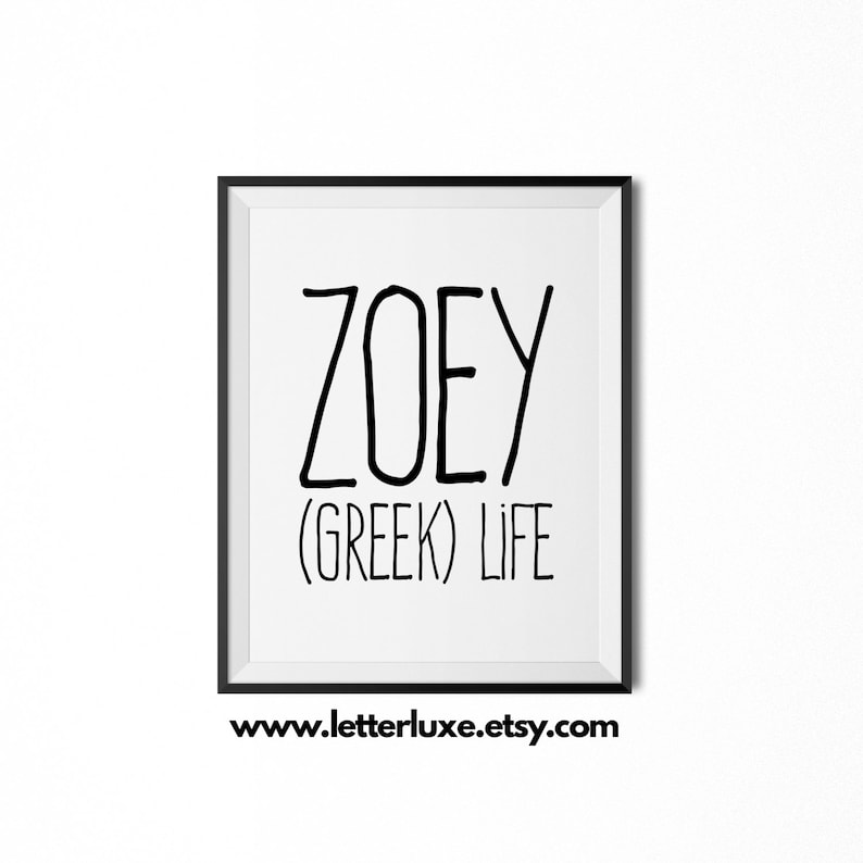 Zoey Name Meaning Art, Zoey Gift, Printable Baby Shower Gift, Nursery Printable Art, Digital