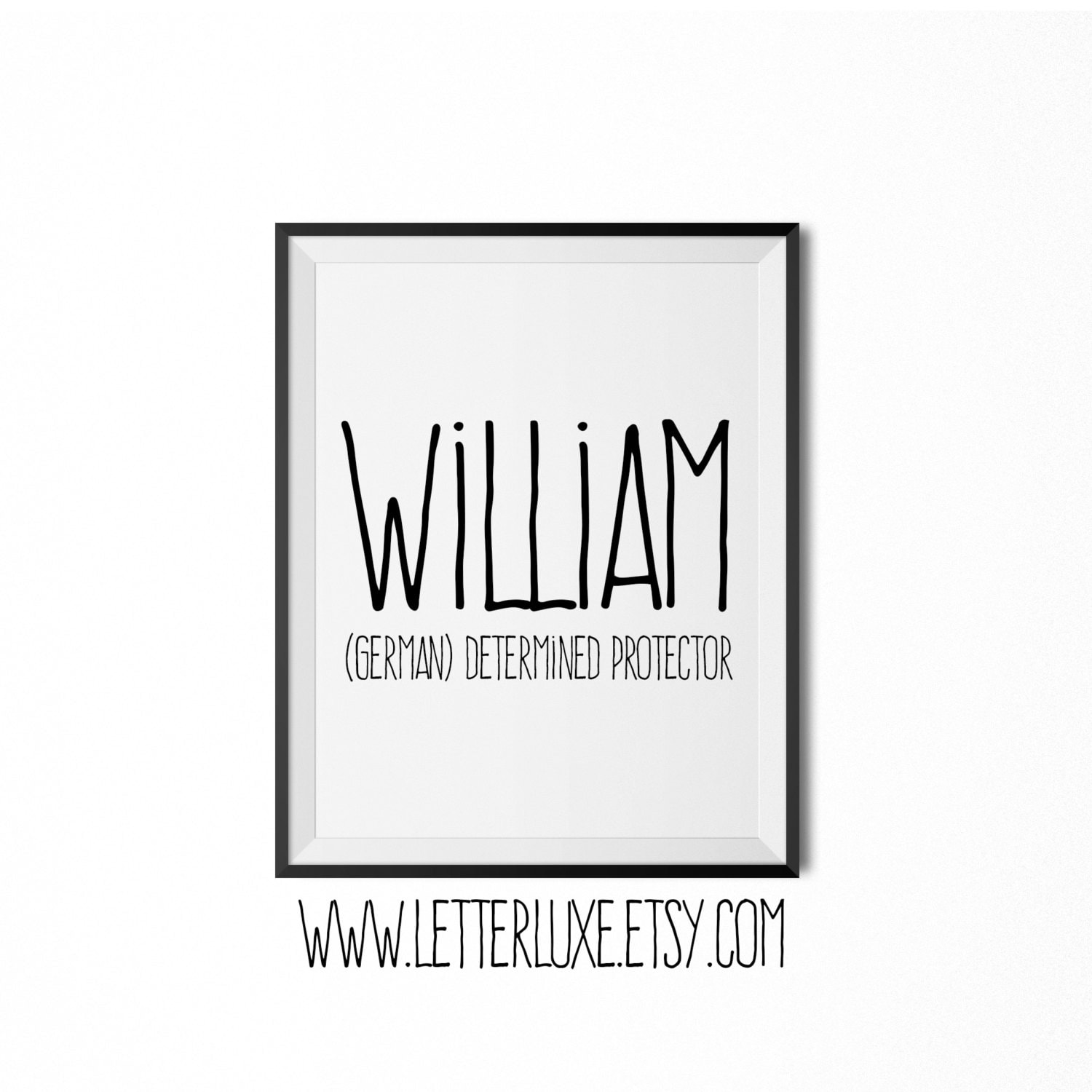 William Name Meaning Art, William Printable Baby Shower Gift, Nursery