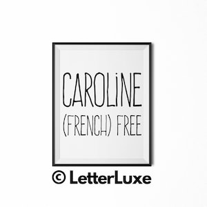 Caroline Name Meaning Art, French Baby Name Decor, Printable Baby Shower Gift, Girl Nursery, Nursery Wall Decor Print, Instant Download
