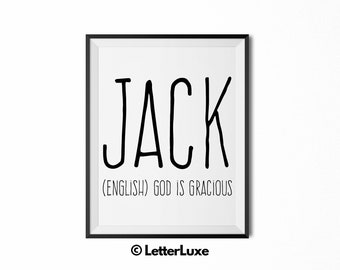 Jack Printable Kids Gift, Jack Gift, Name Meaning Art, Baby Shower Gift, Nursery Art, Digital Print, Nursery Wall Decor, Parental Leave Gift