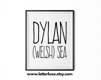 Dylan Name Meaning Art, Dylan Gift, Printable Baby Shower Gift, Nursery Printable Art, Digital Print, Nursery Decor, Typography Wall Decor