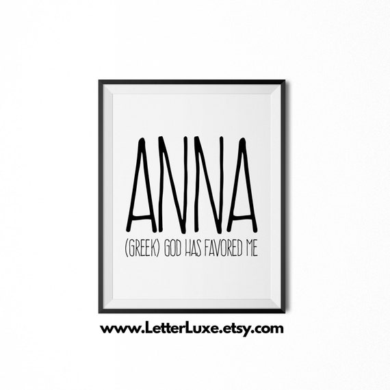 Anna Name Meaning Art, Anna Gift, Printable Birthday Party Gift, Nursery  Printable Art, Digital Print, Home Decor, Typography Wall Decor - Etsy  Denmark