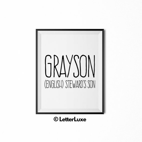 Grayson Printable Kids Gift Grayson Gift Name Meaning Art Etsy