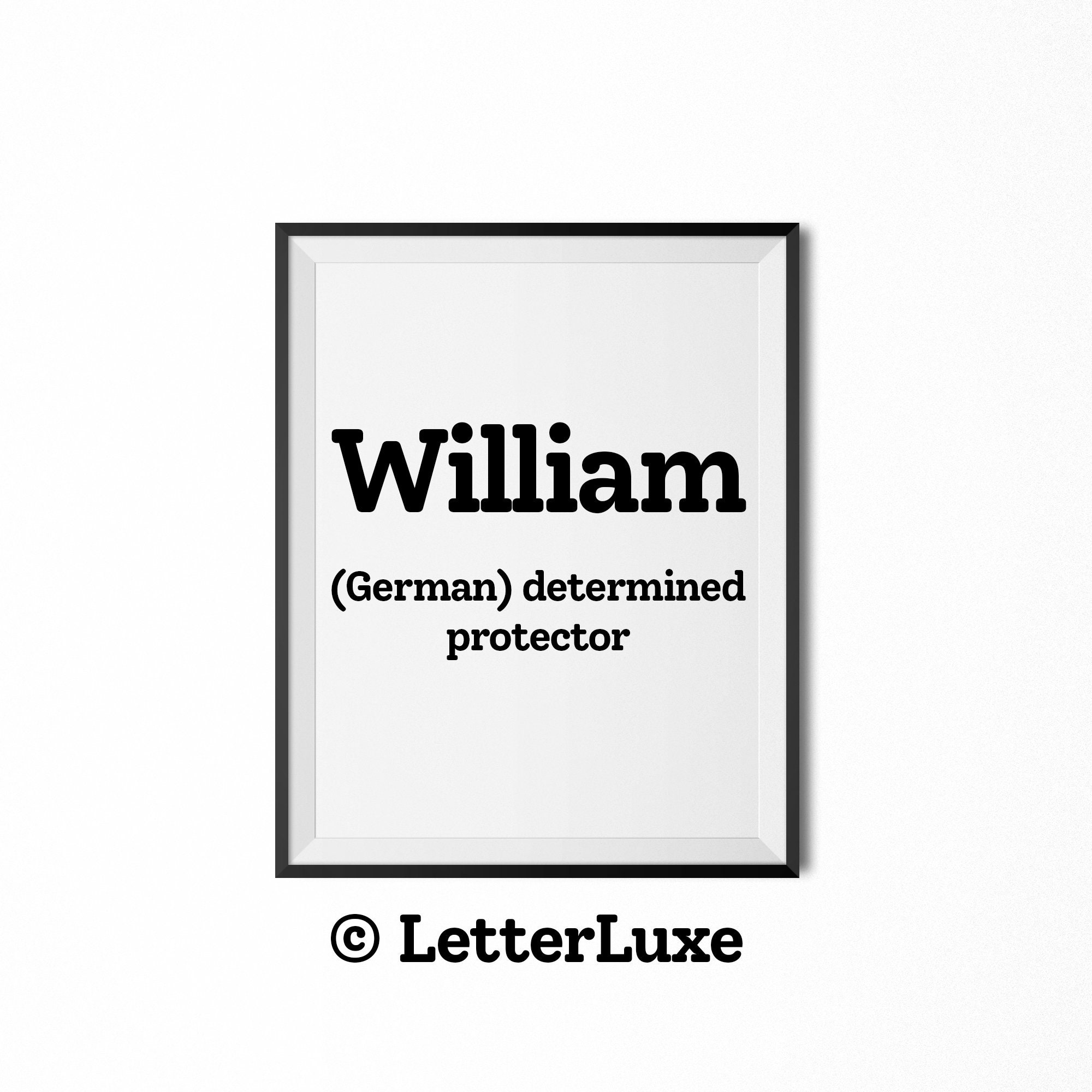 William Name Meaning Sign William Printable Baby Shower Gift Etsy