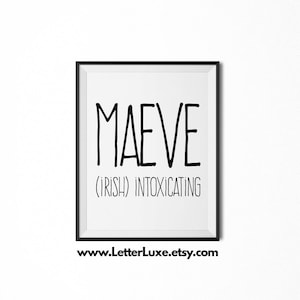 Maeve Name Meaning Art, Maeve Gift, Printable Baby Shower Gift, Nursery Printable Art, Digital Print, Nursery Decor, Typography Wall Decor
