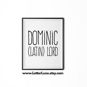 Dominic Name Meaning Art, Dominic Printable Baby Shower Gift, Nursery Printable Art, Digital Print, Nursery Decor, Typography Wall Decor