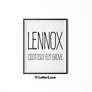 Lennox Printable Kids Gift, Lennox Name Meaning Art, Baby Shower Gift, Nursery Art, Digital Print, Nursery Decor, Typography Wall Decor