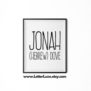 Jonah Name Meaning Art - Printable Baby Shower Gift - Nursery Printable Art - Digital Print - Nursery Decor - Typography Wall Decor